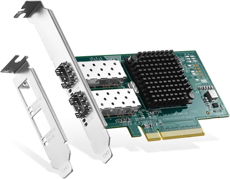Binardat 2 Port 10G SFP+ PCIe Network Adapter, Intel X520 82599 LAN Controller, 10G/1G SFP+ Slot NIC Card for Windows/Linux/VMware - Image 1